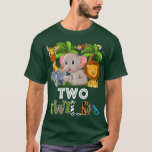 T-shirt Kids Two Wild Zoo Theme Birthday Safari Jungle Mat<br><div class="desc">Enfants Deux Zoo Sauvage Thème Anniversaire Safari Jungle Correspondance Party 1.</div>