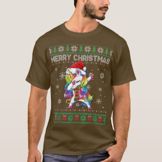 T-shirt Kids Women Xmas Dabbing Unicorn Santa Ugly Christm