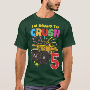 T-shirt Kids Yellow Monster Truck Don est prêt pour ma 5e