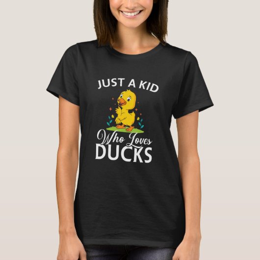 T-shirt Kids Yellow Rubber Duck Just A Kid Who Loves Duck (Devant)