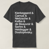 T-shirt Kierkegaard Camus Nietzsche Kafka de Beauvoir Sart (Design devant)