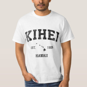 T-shirt Kihei Hawaii HI Design sportif Vintage Design noir