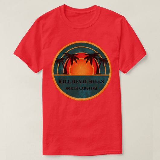 T-shirt Kill Devil Hills North olina Beach Retro Sunset (Design devant)