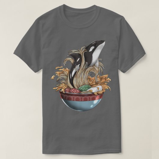 T-shirt Killer Whale Orca Ramen Noodle Japanese Harajuku F (Design devant)