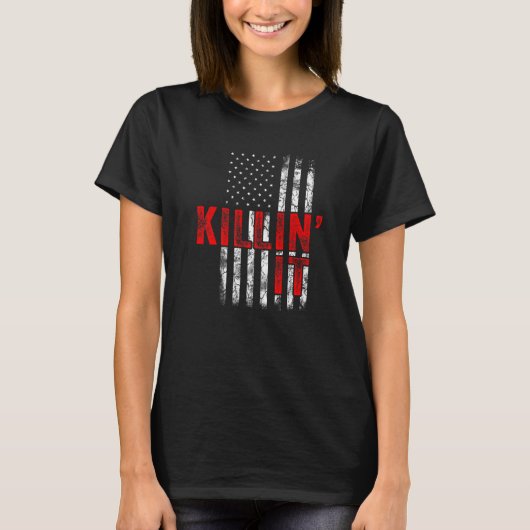 T-shirt Killin´ It USA Drapeau Slogan Hommes Femmes Top Ki (Devant)