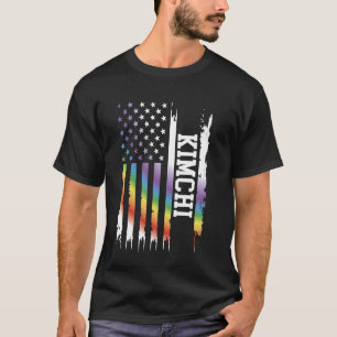 T-shirt Kimchi États-Unis Arc-en-ciel déprimé avec drapeau