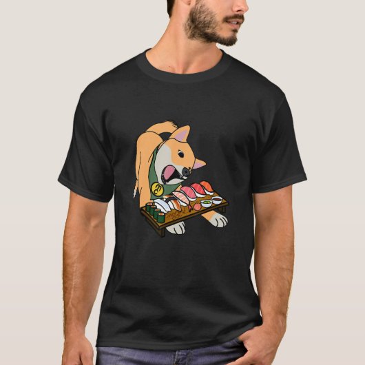 T-shirt Kinako mangeant du sushi (Devant)