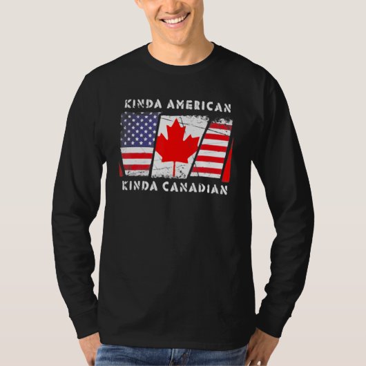 T-shirt Kinda American Kinda Drapeau Canadien Double Citoy (Devant)