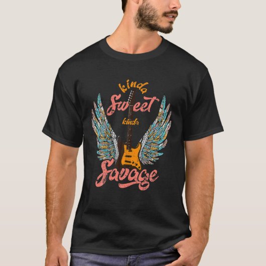 T-shirt Kinda Sweet Kinda Savage Angel Ailes Guit électriq (Devant)