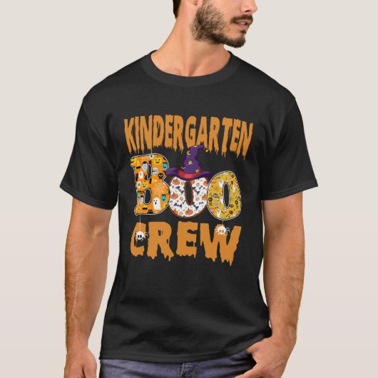 T-shirt Kindergarten Boo Crew Teacher Halloween (Devant)