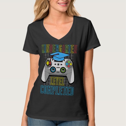 T-shirt Kindergarten Graduation Level Completed Gamer Kids (Devant)