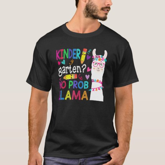 T-shirt Kindergarten No Prob Llama Teacher Student (Devant)