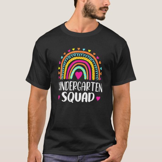 T-shirt Kindergarten Squad Teacher Rainbow Back To School (Devant)