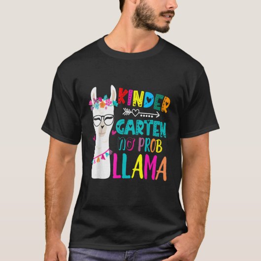 T-shirt Kindergarten Teacher Back To School No Prob Llama (Devant)
