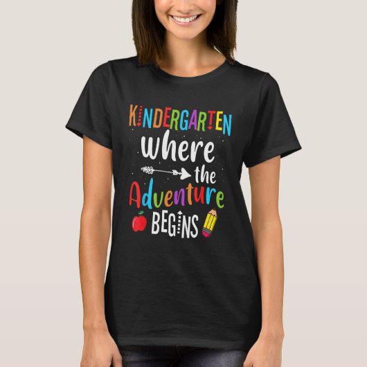 T-shirt Kindergarten Where The Adventure Begins Back Schoo (Devant)