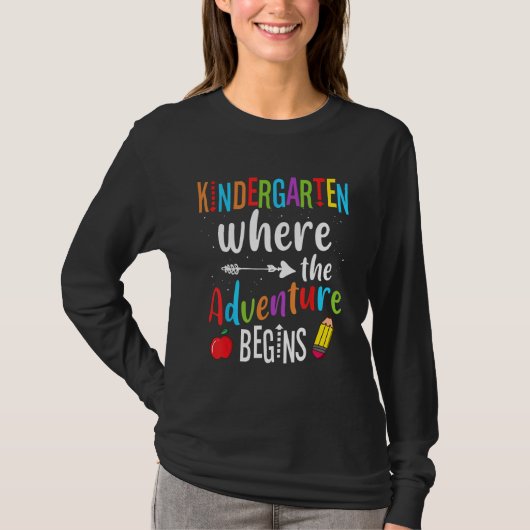 T-shirt Kindergarten Where The Adventure Begins Back Schoo (Devant)