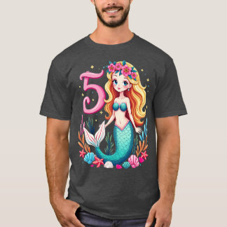 T-shirt Kindergeburtstag 5 Meerjungfrau Mdchen Fnf 5 Jahre
