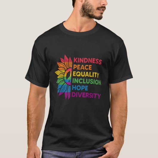 T-shirt Kindness Peace Equality Inclusion Hope Diversity G (Devant)