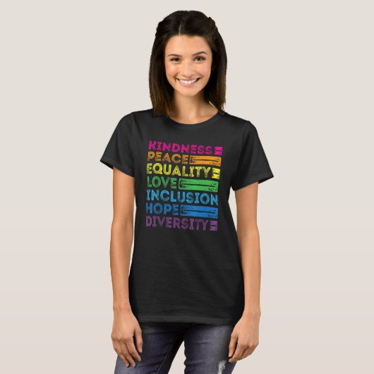 T-shirt Kindness Peace Equality Love Inclusion Hope Divers (Devant entier)