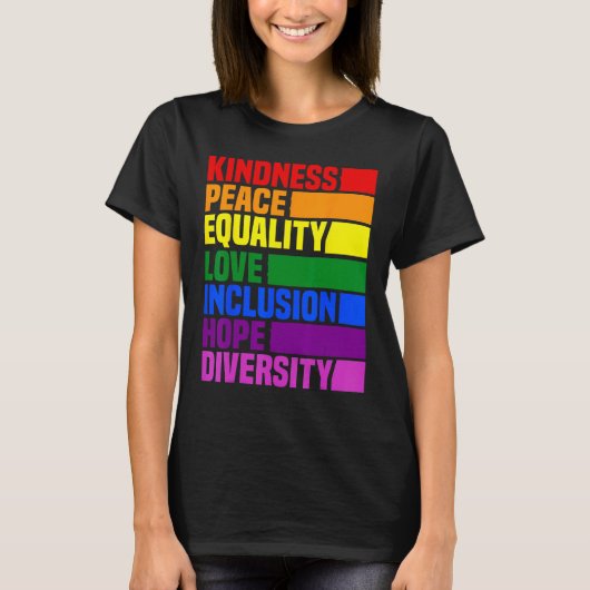 T-shirt Kindness Peace Equality Rainbow Retro For Gay And (Devant)