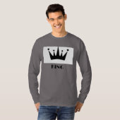 T-shirt King Custom Text Couronne Image Fumée Gris Long Sl (Devant entier)