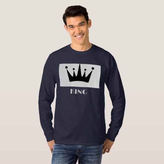 T-shirt King Custom Text Couronne Image Marine Blue Long S (Devant entier)