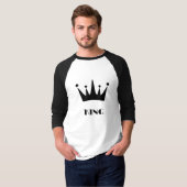 T-shirt King Custom Text Crown Image Basic 3/4 Sleev Ragla (Devant entier)