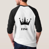 T-shirt King Custom Text Crown Image Basic 3/4 Sleev Ragla (Dos)