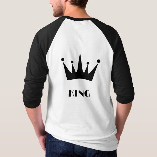 T-shirt King Custom Text Crown Image Basic 3/4 Sleev Ragla (Dos)