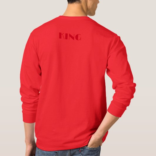 T-shirt King Custom Text Crown Image Deep Red Long Sleeve (Dos)