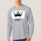 T-shirt King Custom Text Crown Image Gris Long Sleeve (Devant)