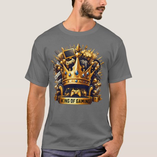 T-shirt King of Gaming Royal Throne Crown Design (Devant)
