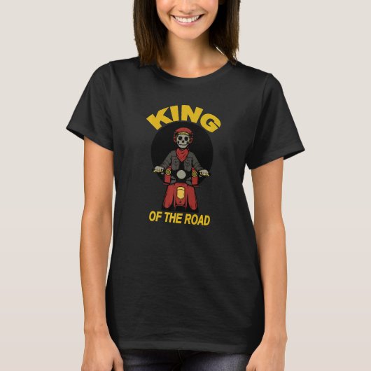 T-shirt King Of The Road Skeleton Retro Italian Mofa Drive (Devant)