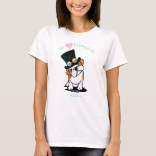 T-shirt KiniArt Bulldog Mon coeur appartient