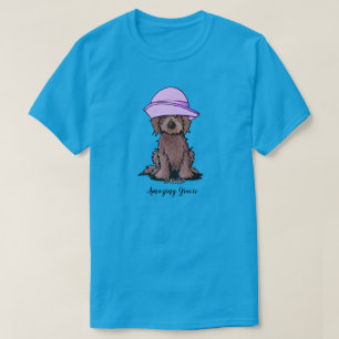T-shirt KiniArt Chocolat Goldendoodle Fille au Chapeau Ros