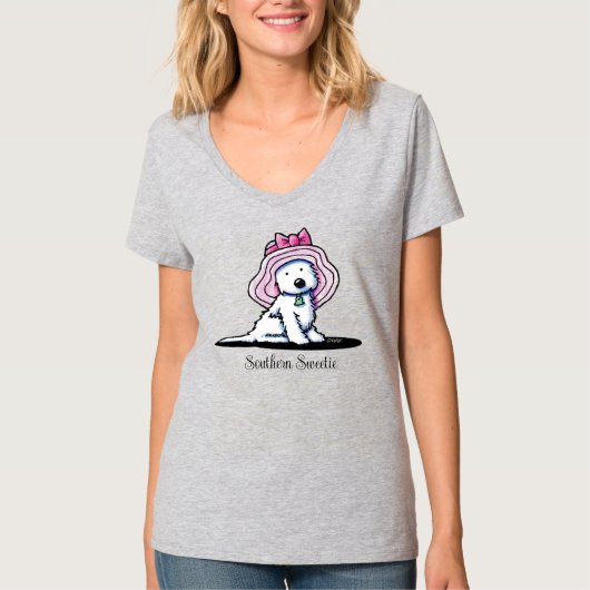 T-shirt KiniArt Westie Chien Southern Belle (Devant)