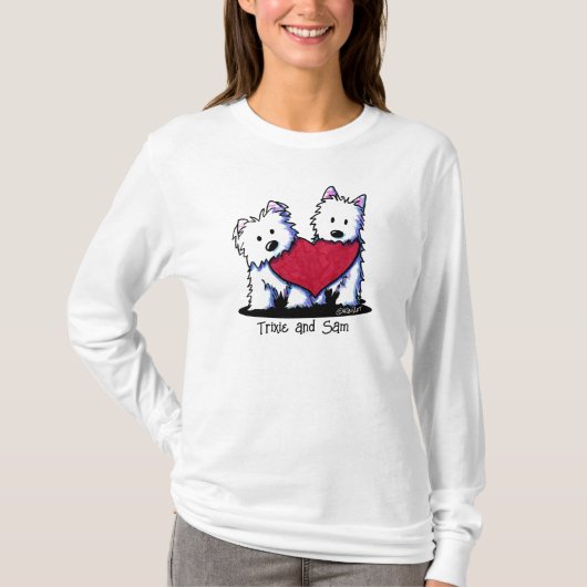 T-shirt KiniArt Westie Duo au coeur (Devant)