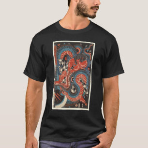 T-shirt Kintoki tuant un serpent géant Hokusai Uki japonai