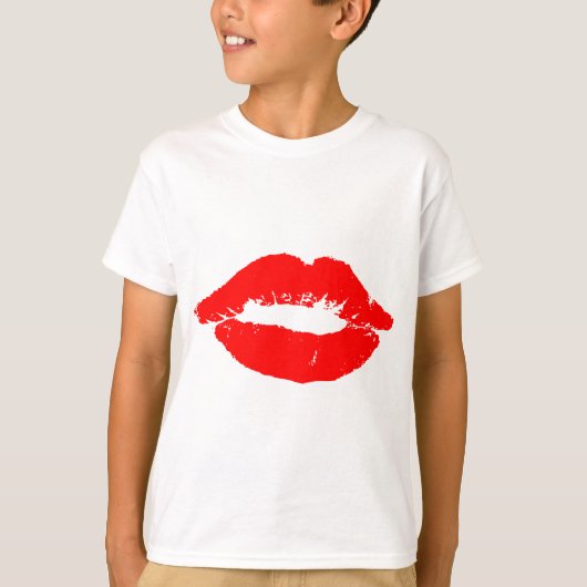 T-shirt Kiss Lips Red Lipstick Losion Passion Valentine (Devant)