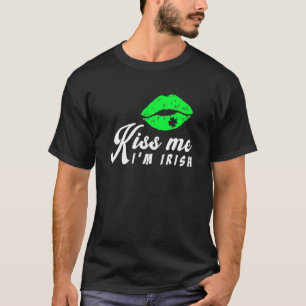 T-shirt Kiss Me I m Irish Lips Leprechaun St Patrick Day S