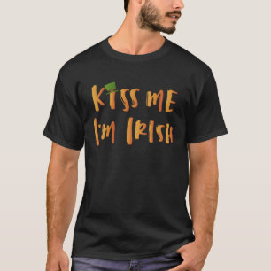 T-shirt Kiss Me I m Irish Pride Blanc Vert Orange L