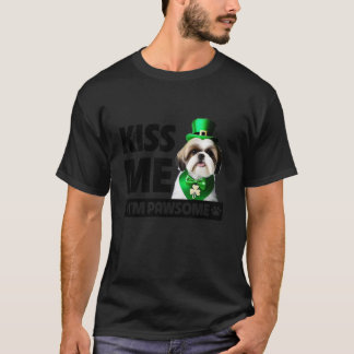 T-shirt Kiss Me I m Pawsome Shih Tzu Jour de la Saint Patr