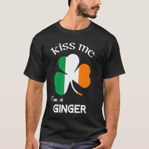 T-shirt Kiss Me I M'A Ginger Shamrock Funny St Patrick S