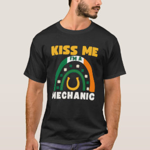 T-shirt Kiss Me I m'a Mechanic Jour de la Saint Patrick Pu