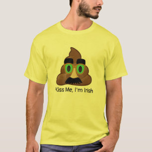 T-shirt Kiss Me I m'm Irish Green Irish Poop Emoji drôle