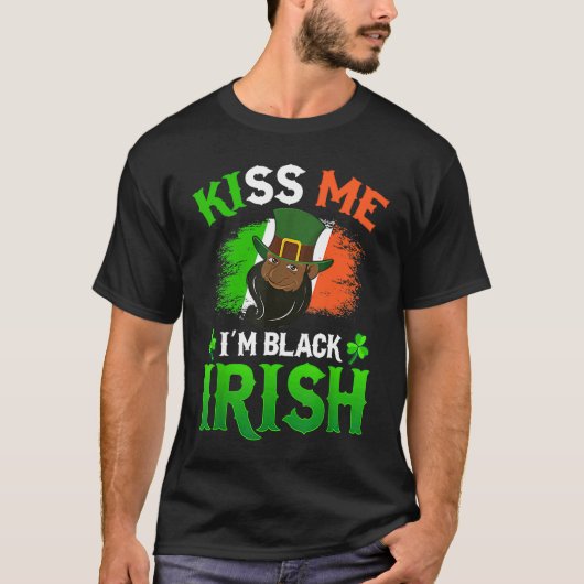 T-shirt Kiss Me I'm Black Irish St Patricks Day American A (Devant)