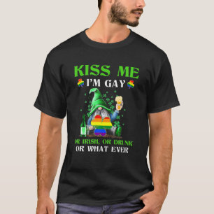 T-shirt Kiss Me Im Gay Drune Gnome Garden LGBT Irish St Pa