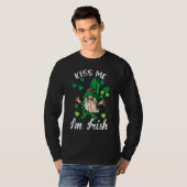 T-shirt Kiss Me I'm Irish. Gnome Shamrock Clover Saint Pat (Devant entier)