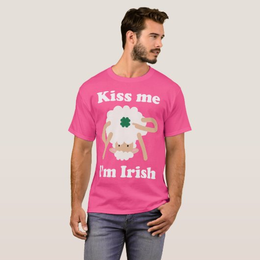 T-shirt Kiss Me I'M Irish Sheep Funny St Patrick'S Day Hum (Devant entier)