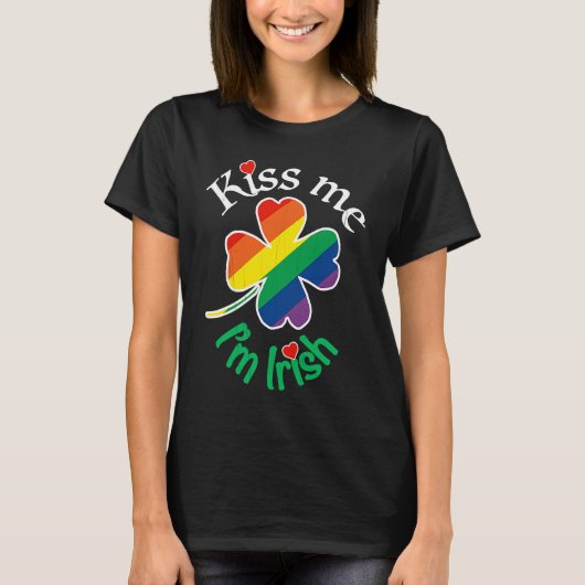 T-shirt KISS ME I'M IRISH St Patricks Day Gay LGBTQ Rainbo (Devant)